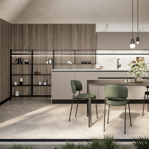 Cucina Moderna angolare Cloe 06 in laccato e laminato di Arredo3