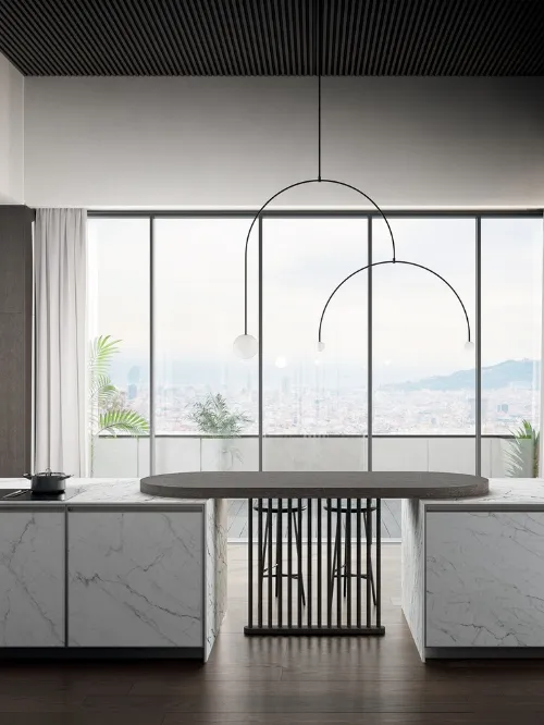 Cucina Moderna con penisola Kronos 01 in laminam di Arredo3