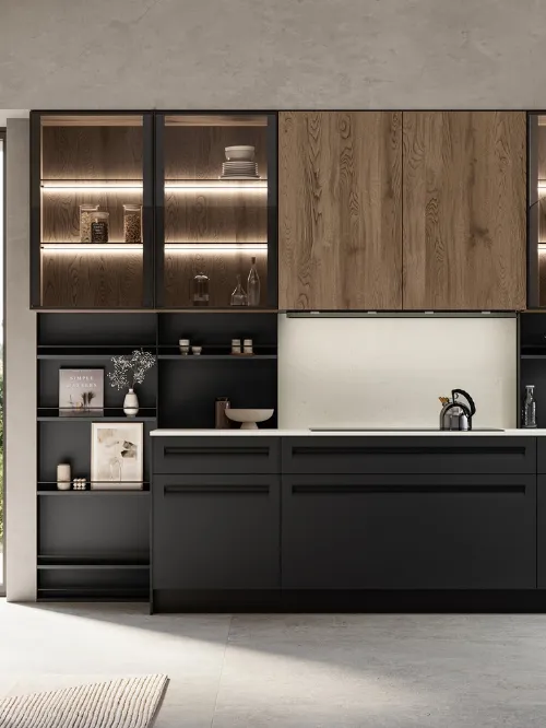 Cucina Moderna angolare Tekna 03 in pet e rovere di Arredo3