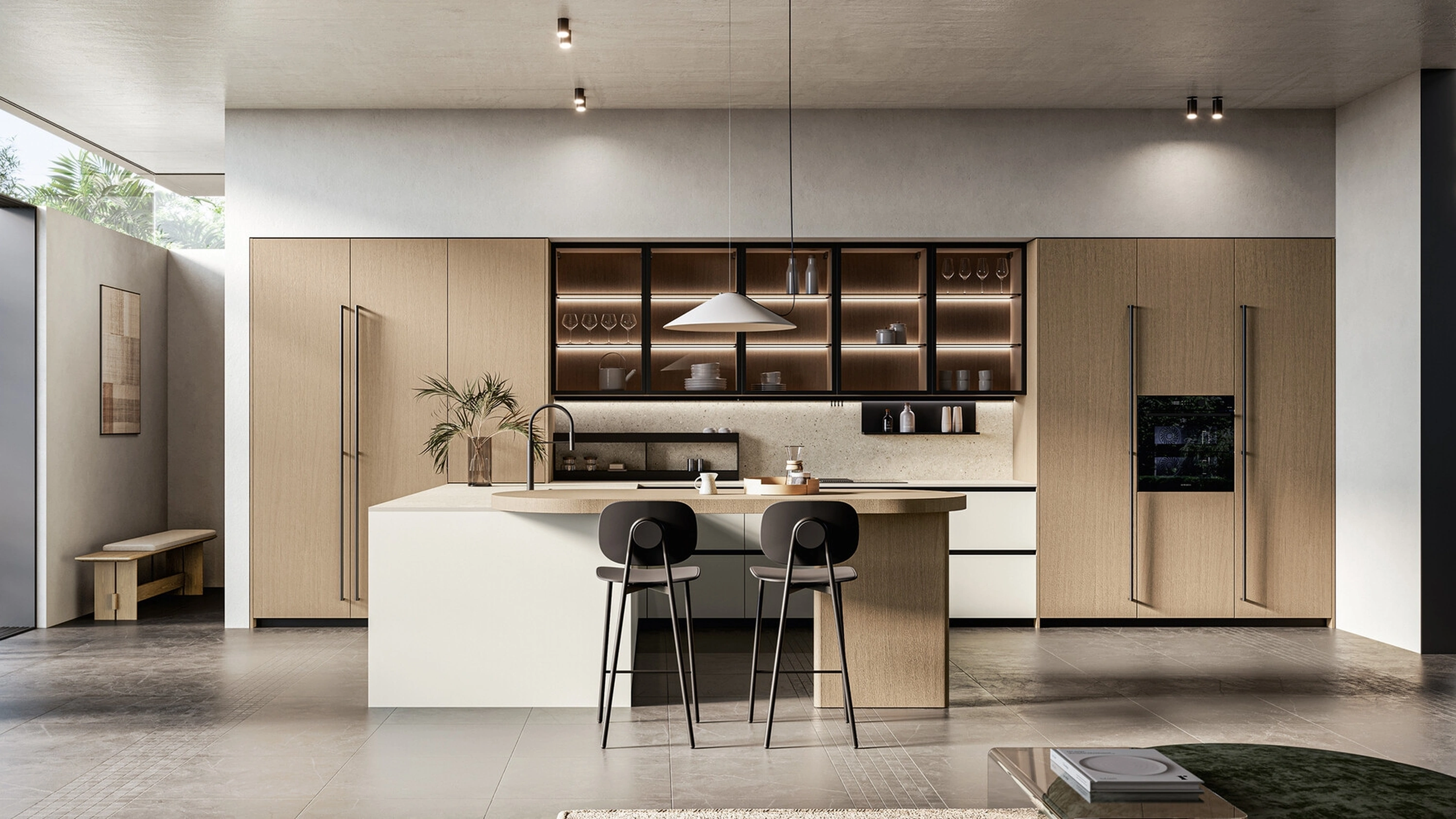 Cucina Moderna con penisola in laccato e legno Asia di Arredo3