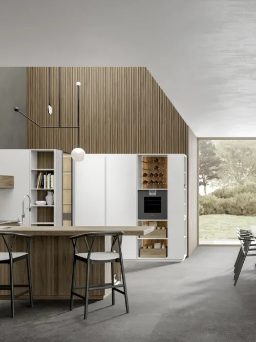 Cucina Moderna con penisola E02 Eclettica Continuum 15 di Scandola