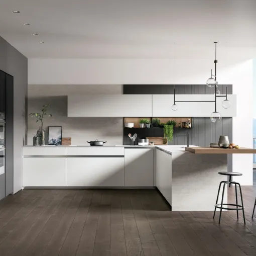 Cucina Moderna Glass 2 0 01 con penisola di Arredo3