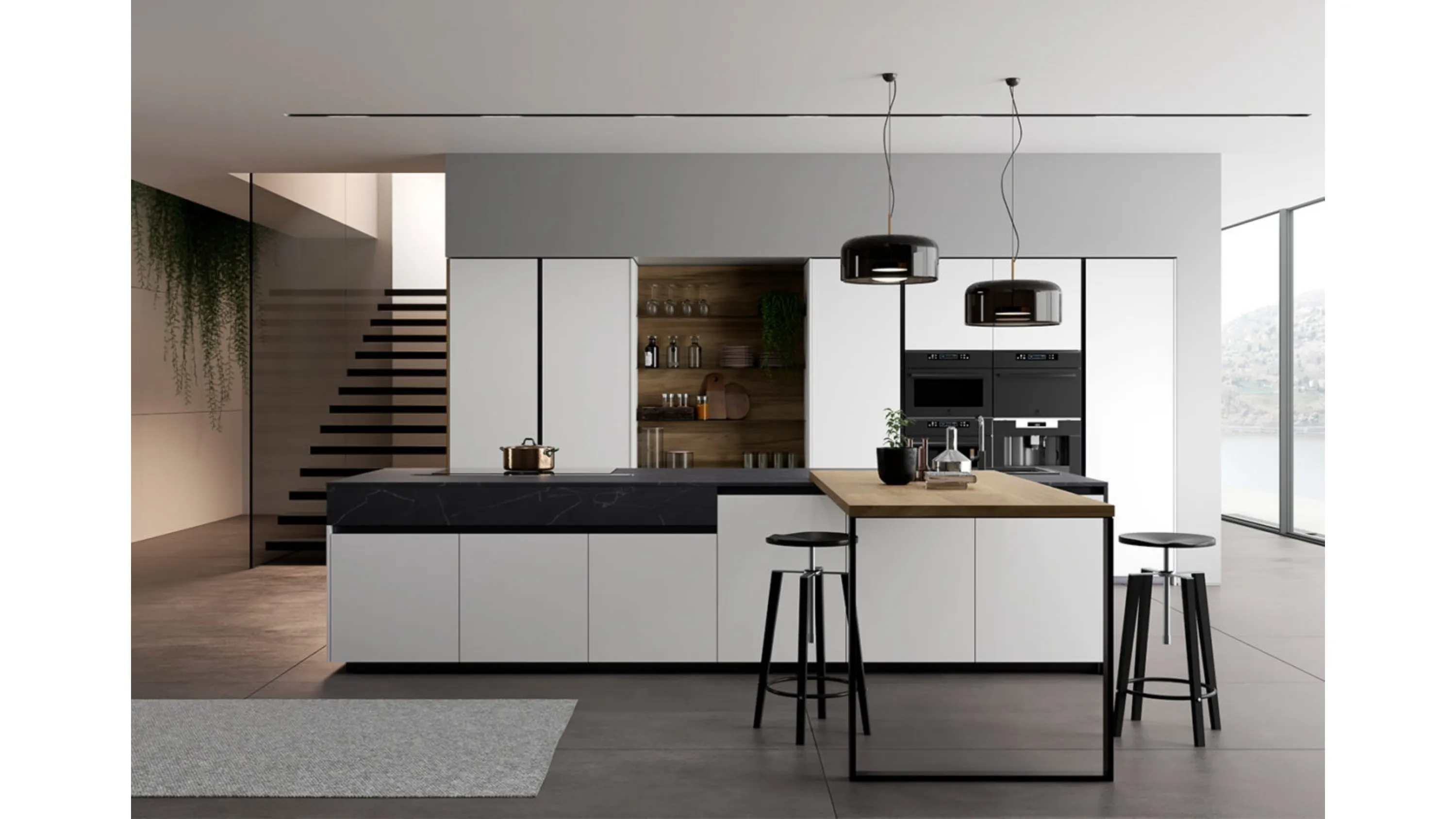 Cucina Moderna con penisola Glass 2 0 di Arredo3