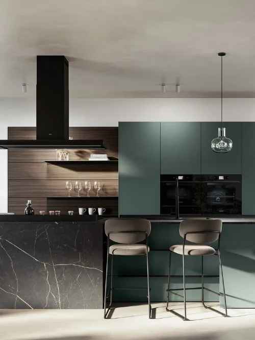 Cucina Moderna con isola Kalì 09 in pet e laminato di Arredo3