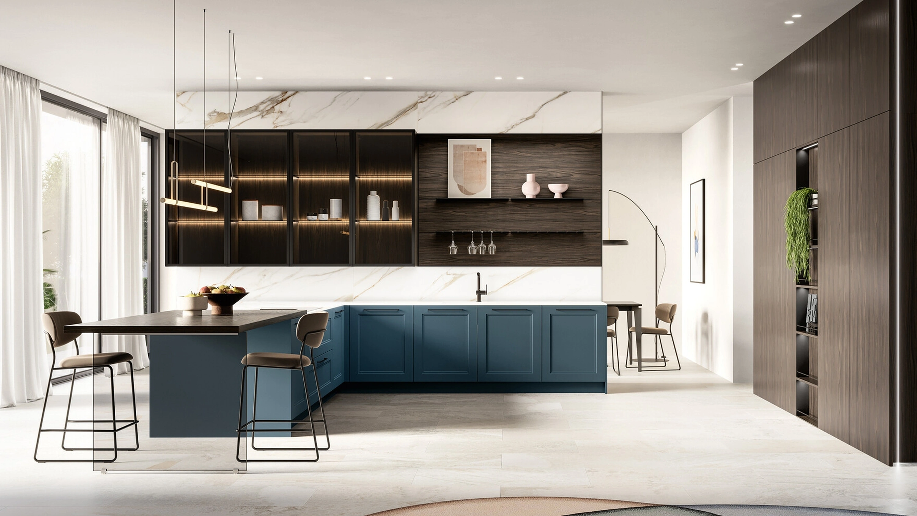 Cucina Moderna in laccato e laminato con penisola Meg di Arredo3