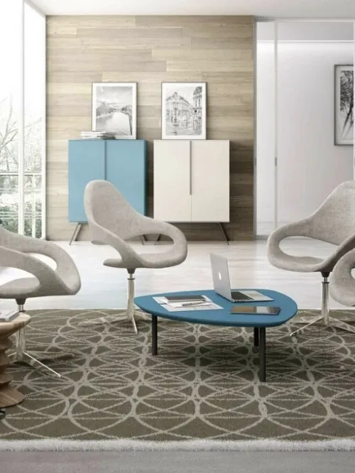 Seduta Attesa di design in tessuto imbottito e base in metallo Baila-V di Sedie Brianza